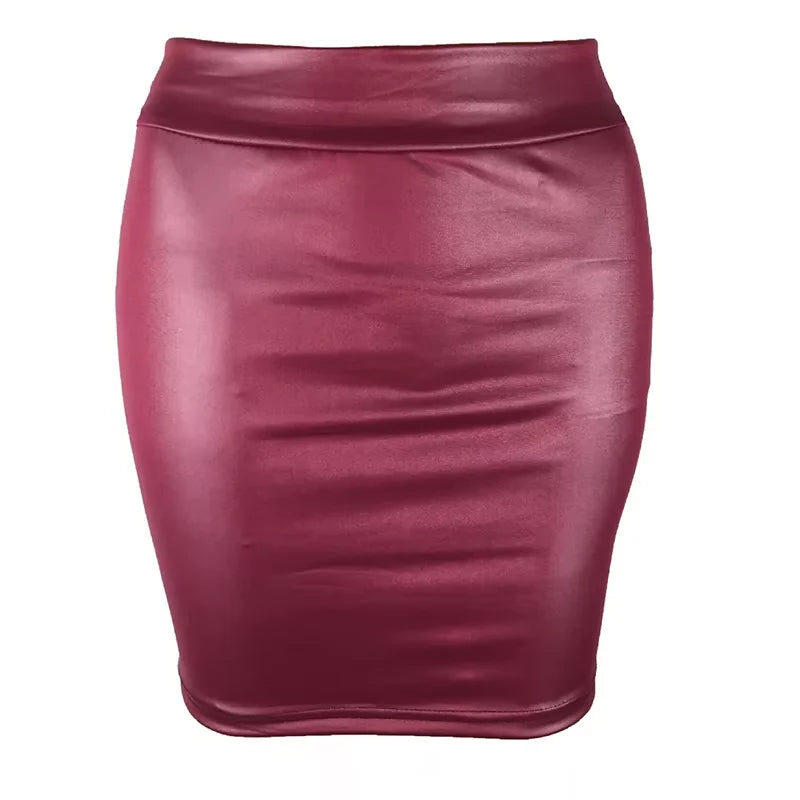 Maroon leather skirt on a white background