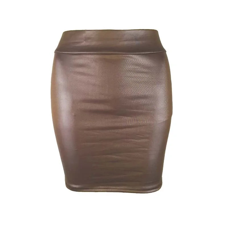Brown leather skirt on a white background