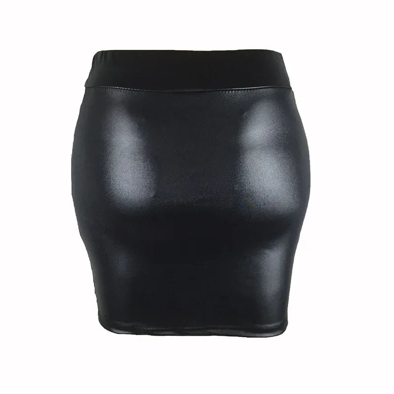 Black leather mini skirt on a white background