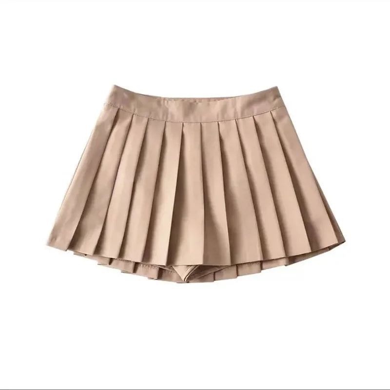 Beige pleated skirt on a white background