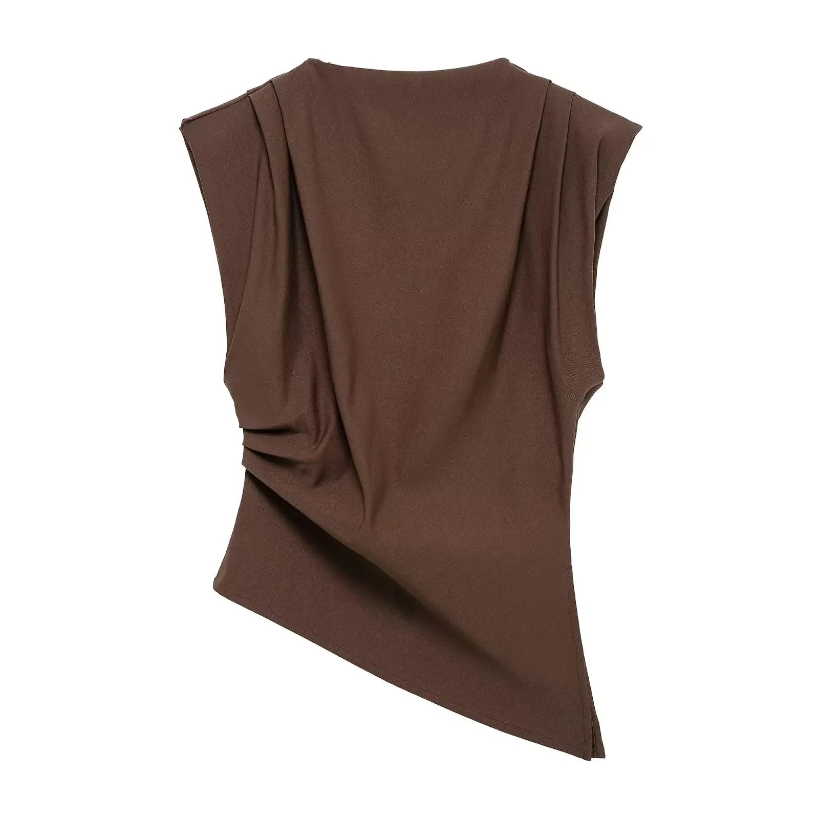 Brown sleeveless top on a white background