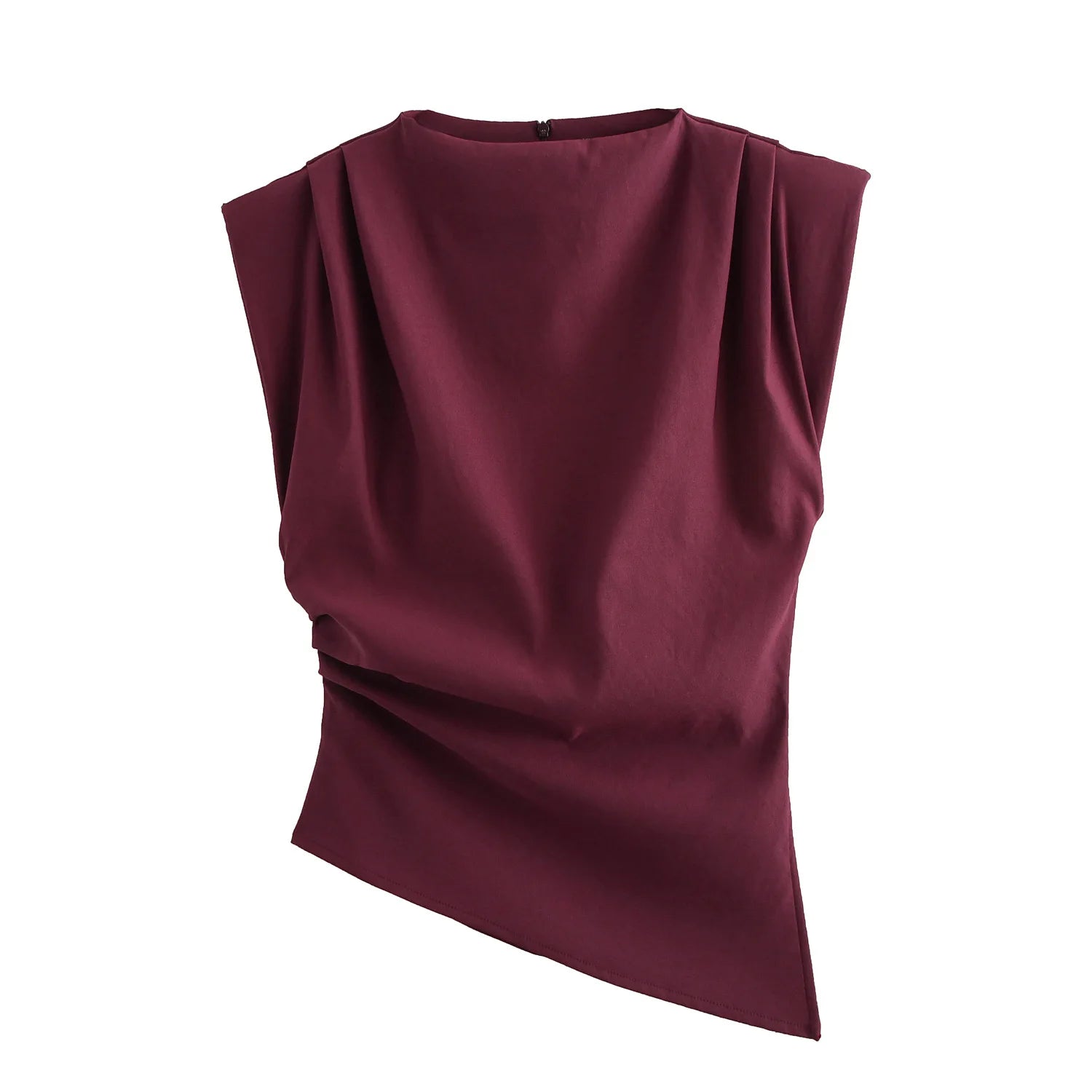 Maroon sleeveless top on a white background