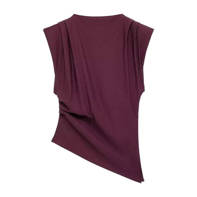 Maroon sleeveless top on a white background