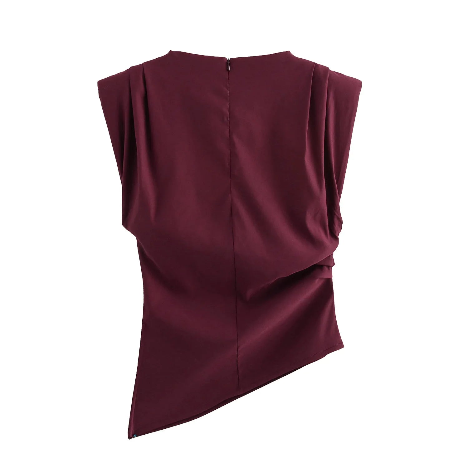 Maroon sleeveless top on a white background