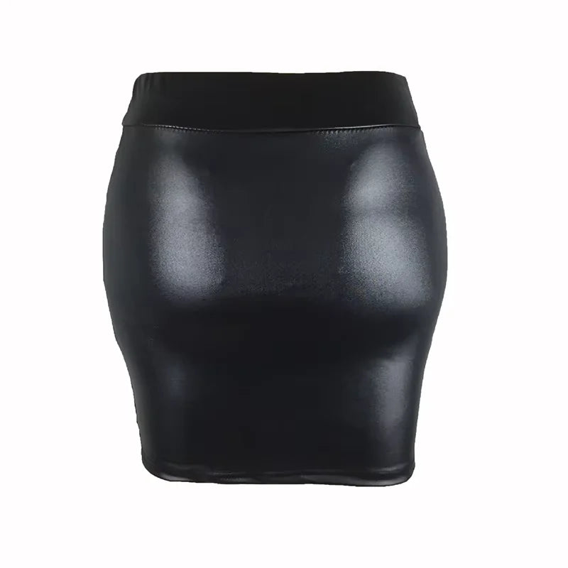 Black leather mini skirt on a white background