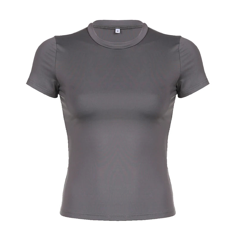 Gray short-sleeve top on a white background