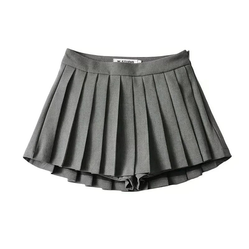 Gray pleated skirt on a white background