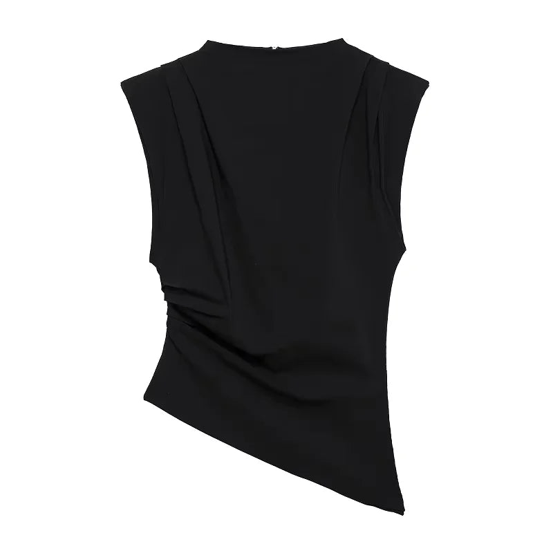 Black sleeveless top on a white background