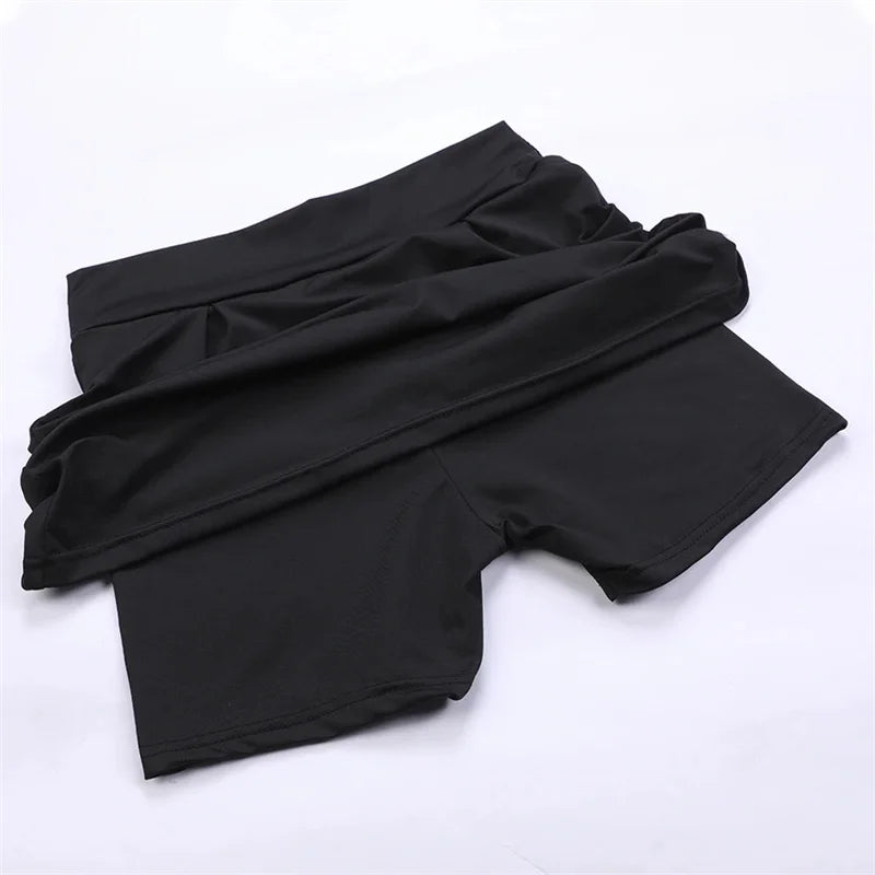 Black shorts inner in a black skirt on a white background